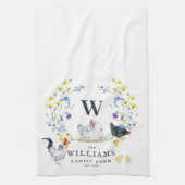 Rustieke boerderij kip | familienaam monogram  theedoek (Verticaal)
