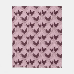Rustieke boerderij kippenpatroon – in roze fleece deken