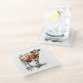 Rustieke boerderij Koe Portret Glazen Onderzetter (Schuin)