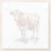 Rustieke boerderij Koe Portret Glazen Onderzetter (Achterkant)