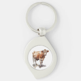 Rustieke boerderij Koe Portret Sleutelhanger