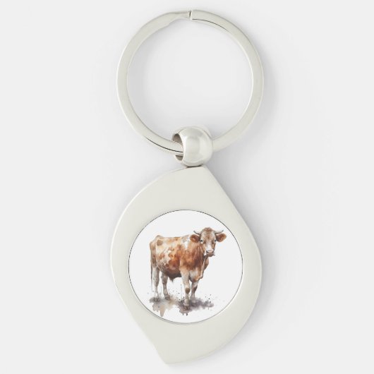 Rustieke boerderij Koe Portret Sleutelhanger (Voorkant)