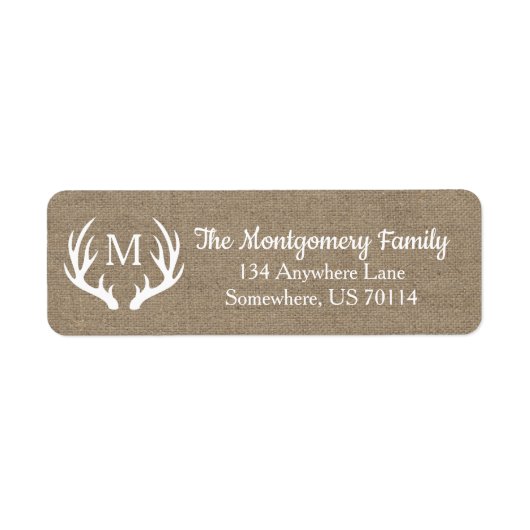 Rustieke boerderij land herten gewei faux burlap etiket (Voorkant)