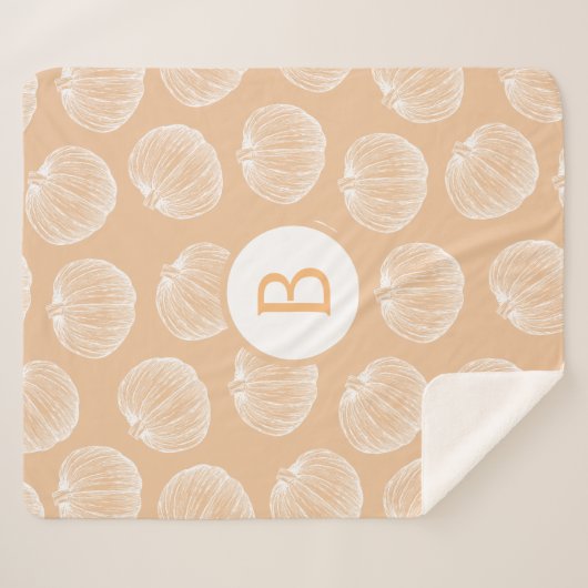 Rustieke boerderij land witte pompoenen | Monogram Sherpa Deken (Voorkant (horizontaal))