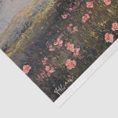 Rustieke boerderij met bloeiende boom decoupage tissuepapier (Detail)