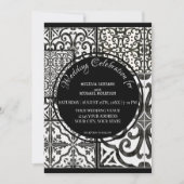 Rustieke Boerderij Moderne Tegel Zwart Wit Huwelij Kaart (Voorkant)