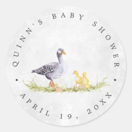 Rustieke boerderij Moeder Gans | Baby shower Favor Ronde Sticker