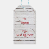 Rustieke boerderij noodlijdende hout rode vrachtwa cadeaulabel (Achterkant)