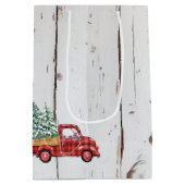 Rustieke boerderij noodlijdende hout rode vrachtwa medium cadeauzakje (Achterkant)