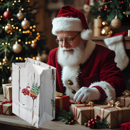 Rustieke boerderij noodlijdende hout rode vrachtwa medium cadeauzakje