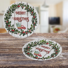 Rustieke boerderij noodlijdende hout rode vrachtwa papieren bordje