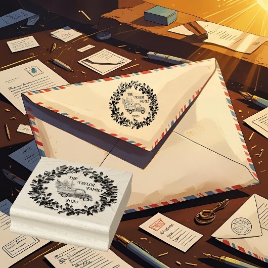 Rustieke boerderij noodlijdende hout rode vrachtwa rubberstempel