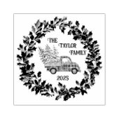 Rustieke boerderij noodlijdende hout rode vrachtwa rubberstempel (Afrduk)