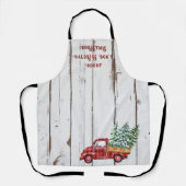 Rustieke boerderij noodlijdende hout rode vrachtwa schort (Voorkant)