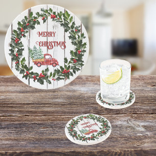 Rustieke boerderij noodlijdende hout rode vrachtwa zandsteen onderzetter