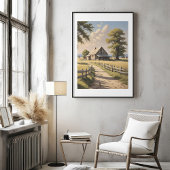 Rustieke boerderij olieverfschilderij Poster