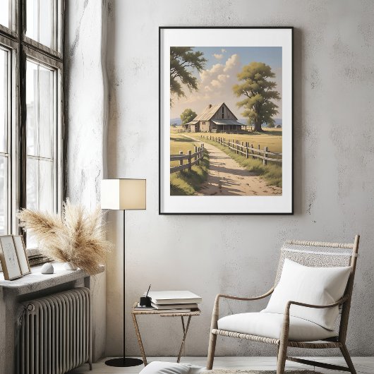 Rustieke boerderij olieverfschilderij Poster