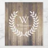 Rustieke boerderij planken witte laurels monogramm wijn etiket (Enkel label)