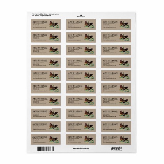 Rustieke boerderij retour adres label met kip (Full Sheet)