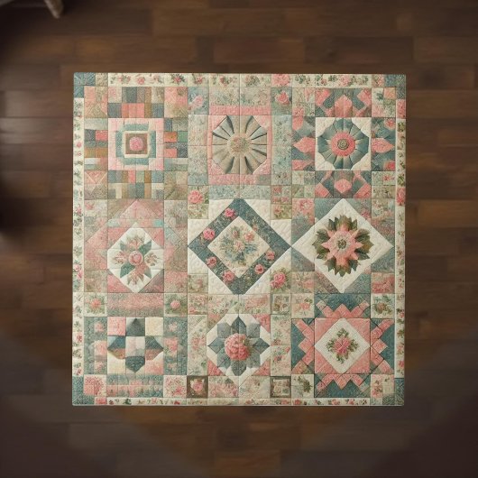Rustieke Boerderij Sage Green Patchwork Quilt Bloe Tegeltje
