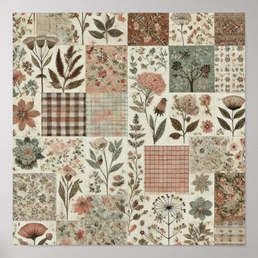 Rustieke boerderij saliegroene patchwork quilt blo poster (Voorkant)