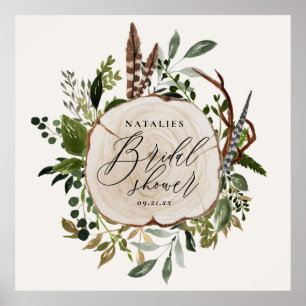 Rustieke boerderij schuur botanische bruids douche poster