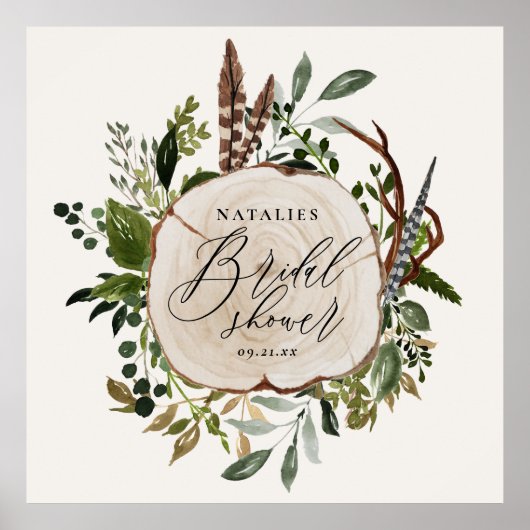 Rustieke boerderij schuur botanische bruidsdouche  poster (Voorkant)