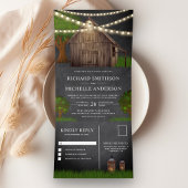 Rustieke Boerderij Schuur String Lights Chalkboard Drieluik Uitnodiging