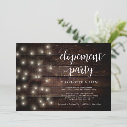 Rustieke boerderij slingerlicht, trouwfeestje kaart (Staand voorkant)