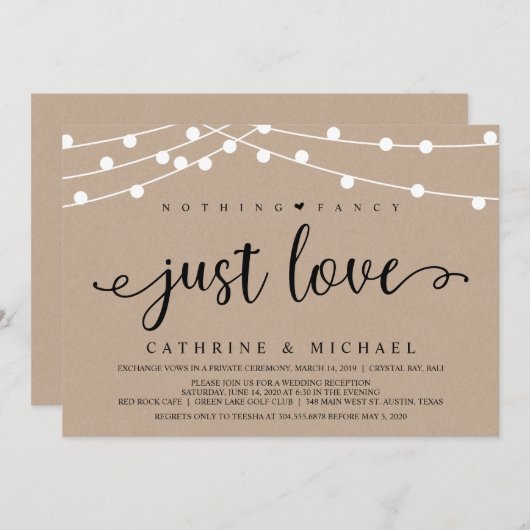 Rustieke boerderij slingerlichtjes, Kraft bruiloft Kaart (Voorkant / Achterkant)