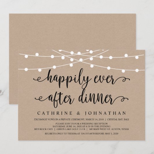 Rustieke boerderij slingerlichtjes, Kraft bruiloft Kaart (Voorkant / Achterkant)