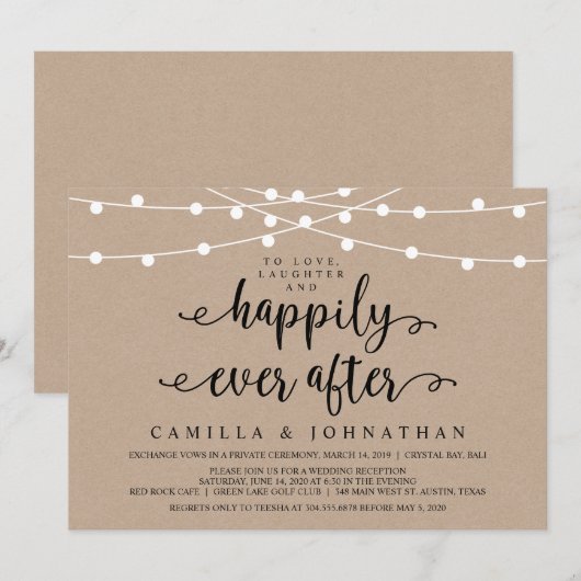 Rustieke boerderij slingerlichtjes, Kraft bruiloft Kaart (Voorkant / Achterkant)