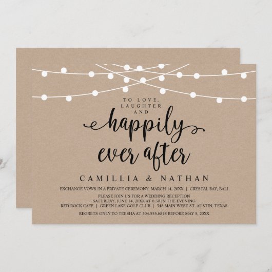 Rustieke boerderij slingerlichtjes, Kraft bruiloft Kaart (Voorkant / Achterkant)