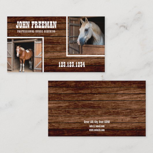 Rustieke Boerderij Stijl Paard Foto Equine Coachin Visitekaartje (Voorkant / Achterkant)