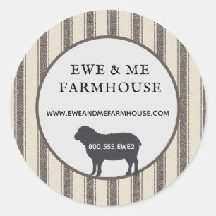 Rustieke boerderij stijl schapen zwart tan tikken ronde sticker