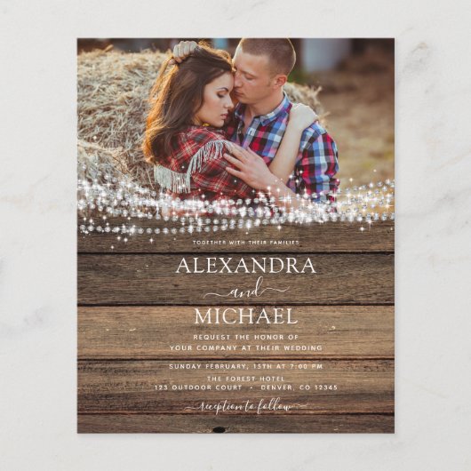 Rustieke boerderij String Lights Foto Bruiloft (Voorkant)