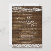 Rustieke Boerderij String Lights QR Code Huwelijk Kaart (Voorkant)