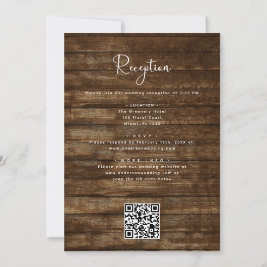 Rustieke Boerderij String Lights QR Code Huwelijk Kaart (Achterkant)