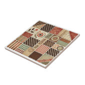 Rustieke Boerderij Terracotta Quilt Patchwork Bloe Tegeltje (Zijkant)