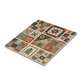 Rustieke Boerderij Terracotta Quilt Patchwork Bloe Tegeltje (Zijkant)