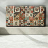 Rustieke Boerderij Terracotta Quilt Patchwork Bloe Tegeltje