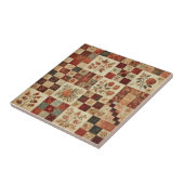 Rustieke Boerderij Terracotta Quilt Patchwork Bloe Tegeltje (Zijkant)