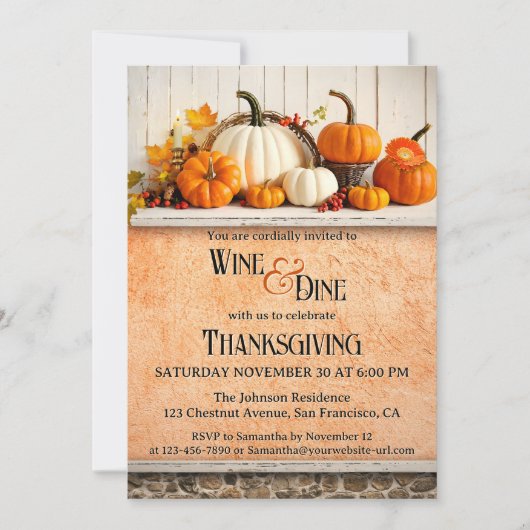 Rustieke boerderij Thanksgiving Dinner Party Kaart (Voorkant)