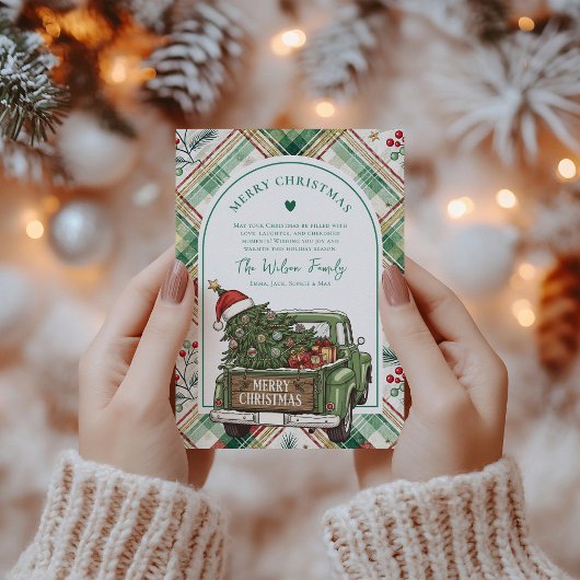 Rustieke Boerderij Truck Boog Kerstmis Feestdagenkaart