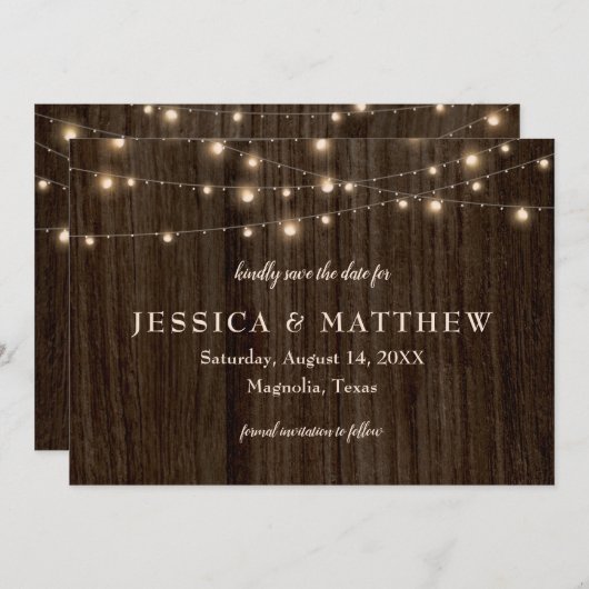 Rustieke boerderij Twinkelende lichten Save the Da Save The Date (Voorkant / Achterkant)
