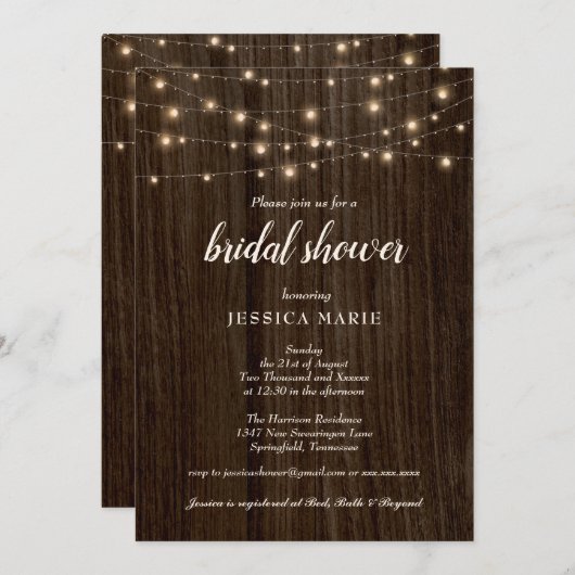 Rustieke boerderij Twinkling Lights bruids Show Kaart (Voorkant / Achterkant)