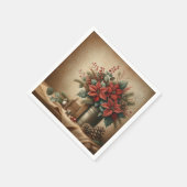 Rustieke Boerderij Vakantie Poinsettia Découpage Servet (Hoek)