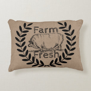 Rustieke boerderij verse varken en laurieren decoratief kussen