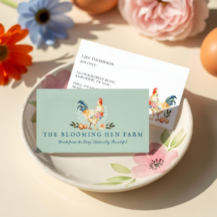 Rustieke boerderij waterverf bloemenkip hen ei visitekaartje