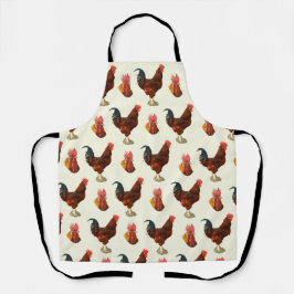 Rustieke boerderij Waterverf Rooster Chicken Schort